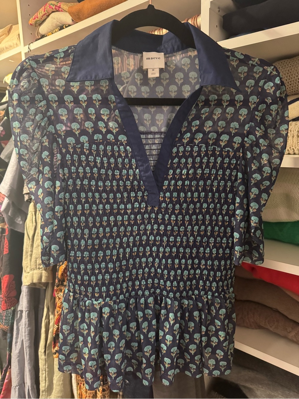 Maeve Navy Blue Floral Peplum Dress